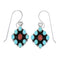 Sterling Silver Turquoise And Coral Southwestern Hook Dangle Earrings YX68113